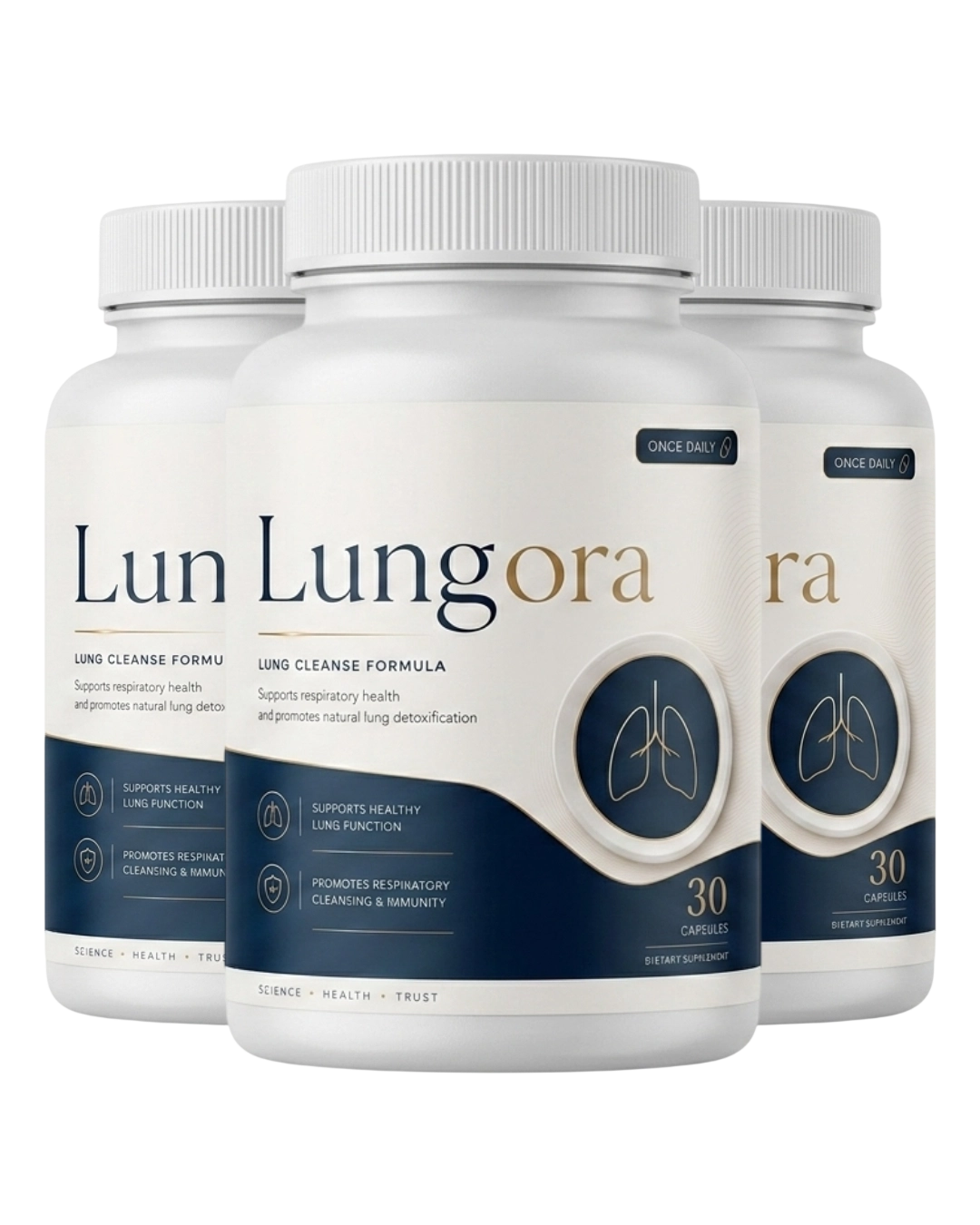Lungora 3 bottle daily respiratory wellness bundle for comfortable breathing healthy respiratory function everyday vitality and consistent wellness